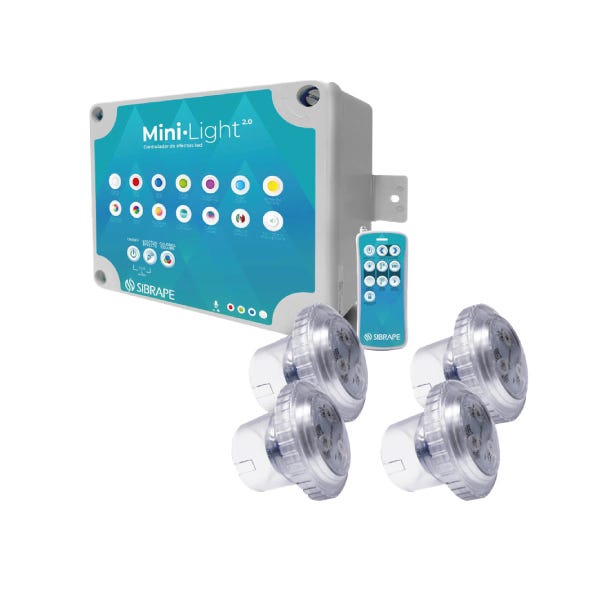 KIT DE 4 MINILIGHT 6W CABLE 5 MTS CON FUENTE Y CONTROLADOR