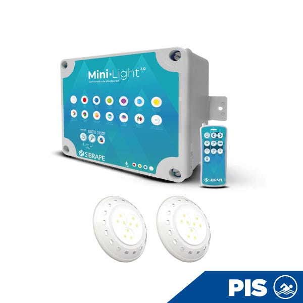 KIT DE 2 MINILIGHT 18W CABLE 5 MTS CON FUENTE Y CONTROLADOR