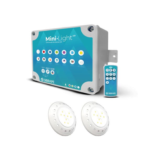 KIT DE 2 MINILIGHT 18W CABLE 5 MTS CON FUENTE Y CONTROLADOR