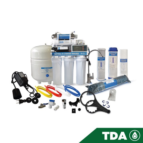OSMOSIS INVERSA AQUEX 100 GPD, 6 ETAPAS, CON BOMBA, TDS, UV