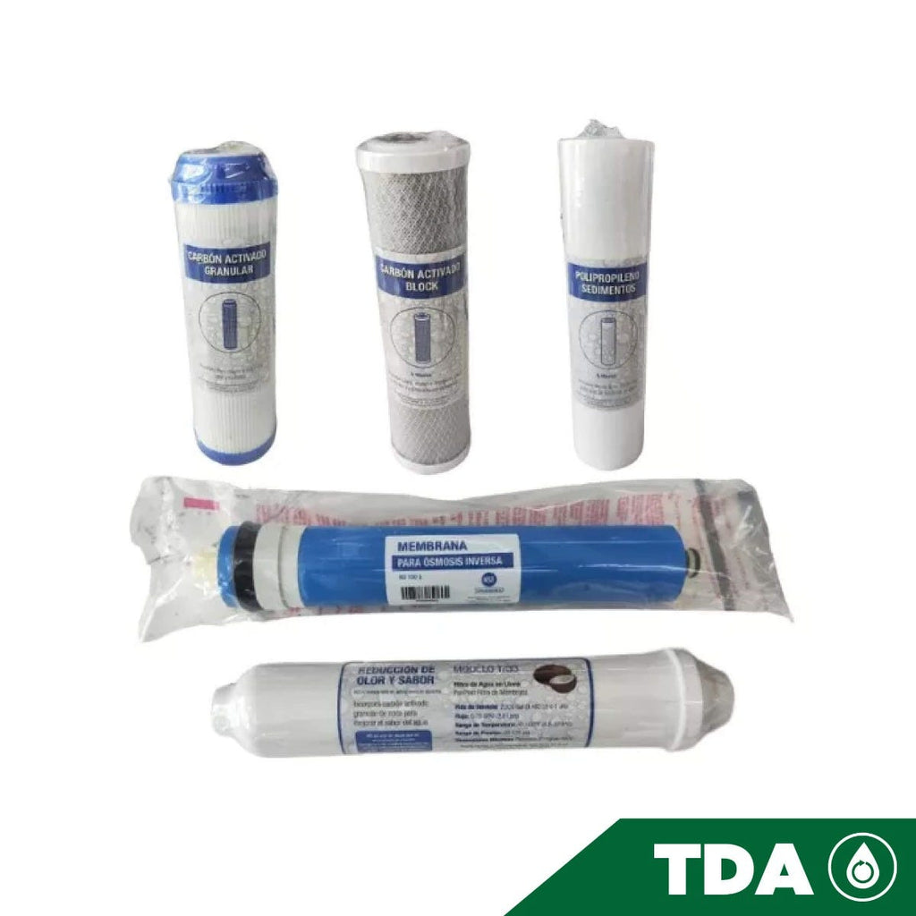KIT-5 CARTUCHOS PP-10,GAC-10,CTO-10,T-33, RO MEM 100G