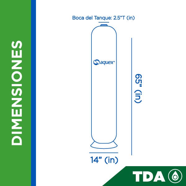 TANQUE AQUEX 14" X 65", 2.5"T AZUL