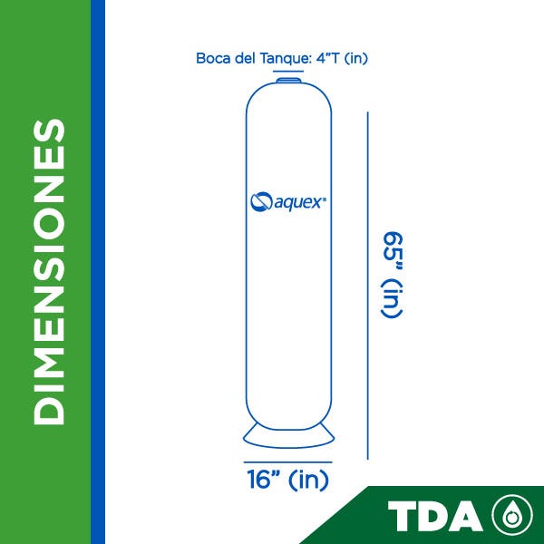 TANQUE AQUEX 16" X 65", 4"T AZUL