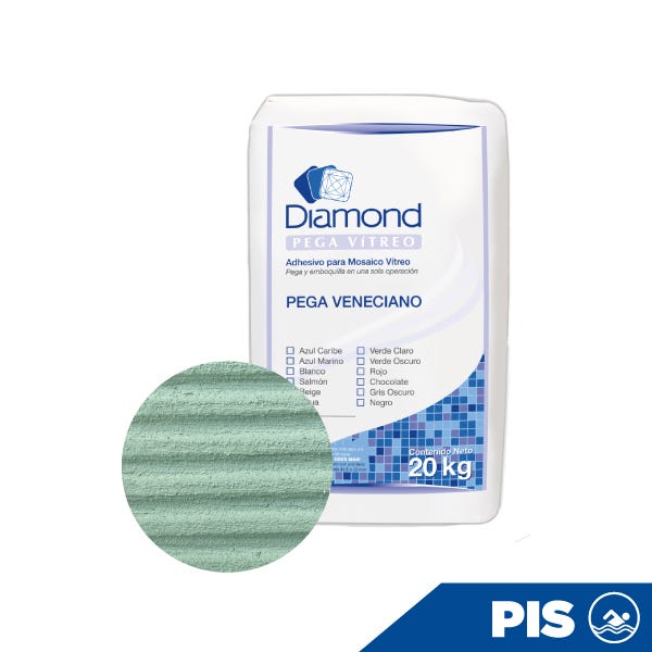 PEGA MOSAICO VITREO DIAMOND VERDE CLARO, BULTO 20 K