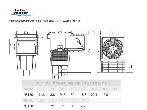 Desnatador Estandar Mod NS150 Para Alberca Marca Inter Water