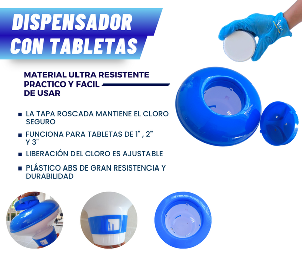 Flotador De Tableta Alberca Dispensador Con 5 Tabletas De 3 Pul