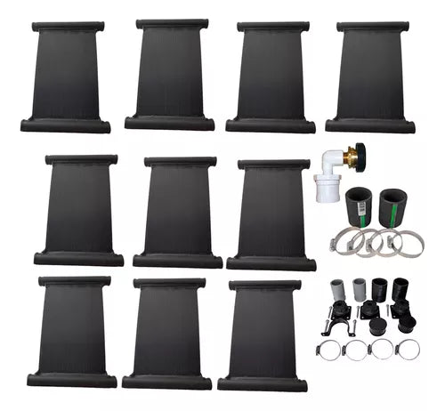 Panel Calentador Solar Alberca kit 10 Pza + Kit Accesorios