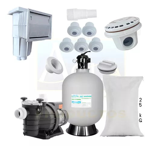 Kit Empotrables Alberca + Filtro 19 + Bomba Silver 1.5 Hp + Zeolita