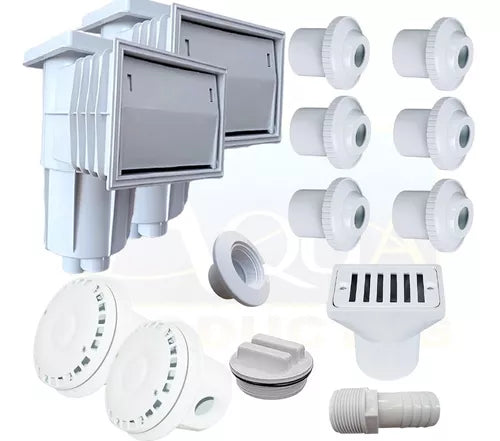 Kit De Empotrables Para Alberca 2 Desnatador + 6 Boquillas + 2 Dren
