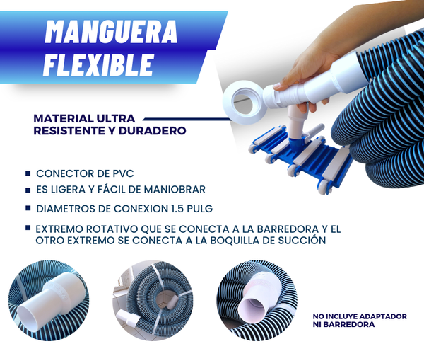 Manguera De 7 Metros Para Alberca Piscina Conx 1.5