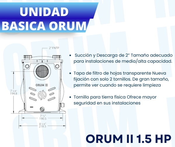 Unidad Basica Para Motobomba Orum II 1.5 Hp Alberca