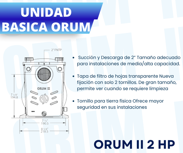 Unidad Basica Para Motobomba Orum II 2 Hp Alberca