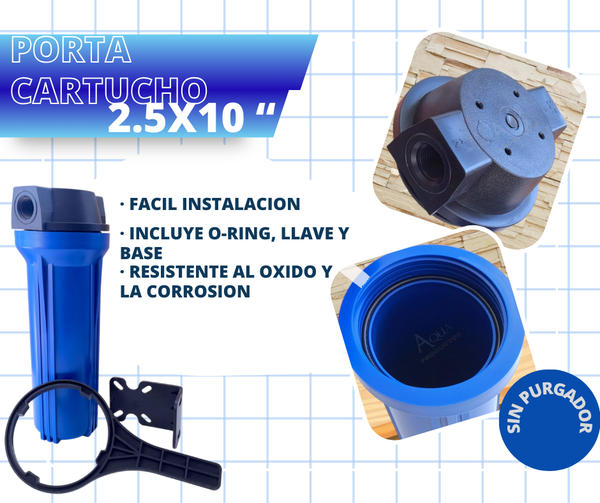 PortaCartucho Filtro # 10 Para Cartuchos 2.5 X10 Conex 1/2