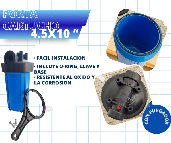 PortaCartucho Big Blue #10 Para Cartuchos 4.5 X10  Filtro