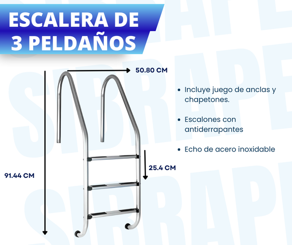 Escalera De Acero Inoxidable 3 Peldaños Sibrape