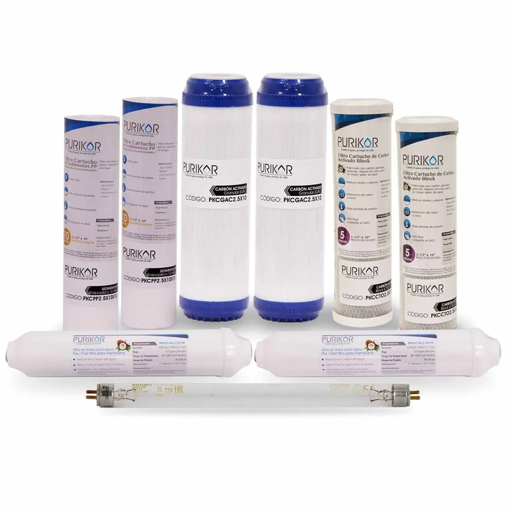 Kit de mantenimiento para ósmosis inversa y ultrafiltración PURIKOR Kits de mantenimiento para sistemas ósmosis inversa (POU)
