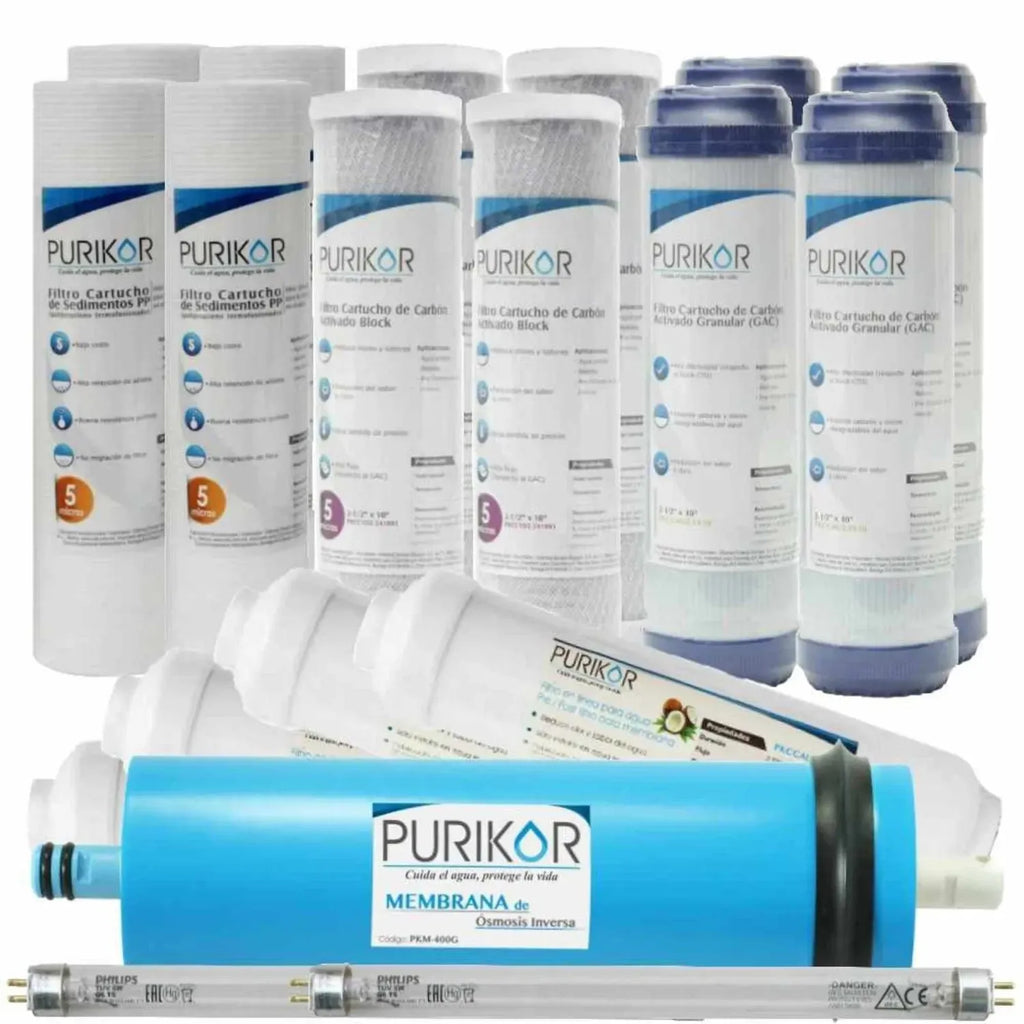 Kit de mantenimiento para ósmosis inversa con UV PURIKOR Kits de mantenimiento para sistemas ósmosis inversa (POU)