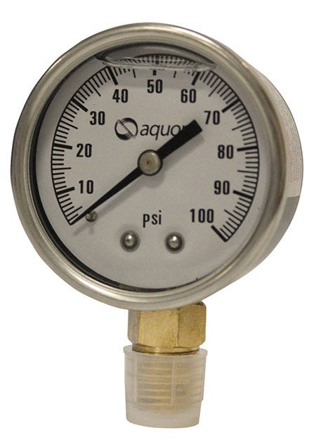 MANÓMETRO AQUEX 0-100PSI CONEXIÓN 1/4"M INTERIOR GLICERINA
