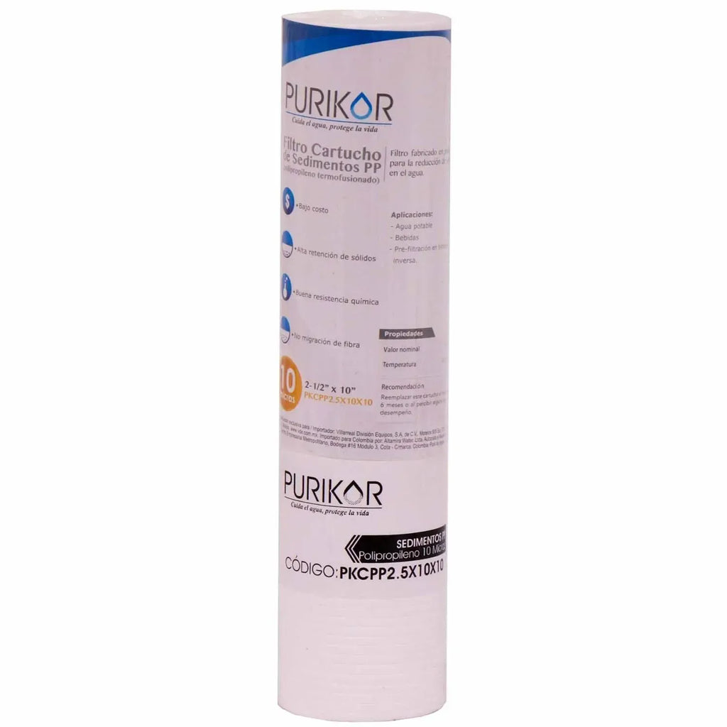 Filtro cartucho de polipropileno termofusionado PURIKOR Filtros cartucho de polipropileno termofusionado