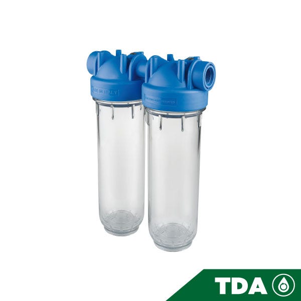 PORTAFILTRO DOBLE TRASPARENTE DP 10 DUO 3/4" NPT IN TS
