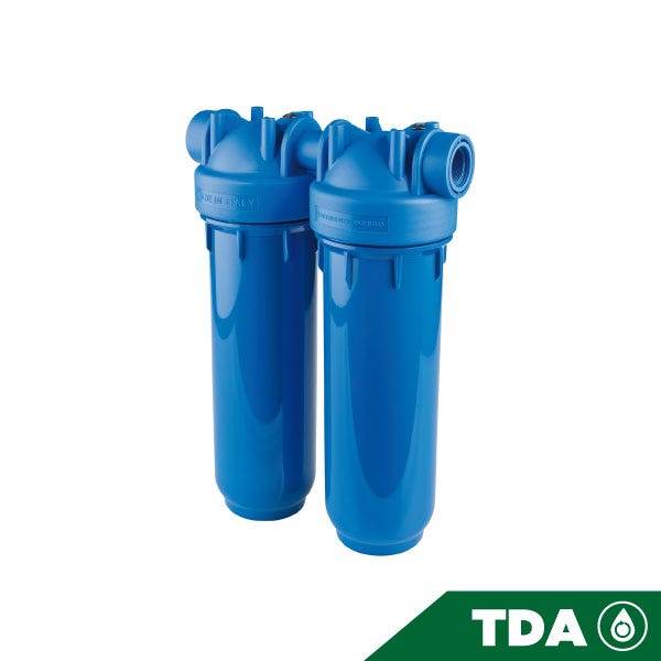 PORTAFILTRO DOBLE AZUL DP 10 DUO 3/4" NPT IN AB