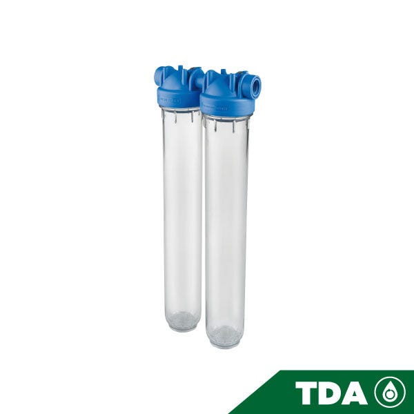PORTAFILTRO DOBLE TRASPARENTE DP 20 DUO 3/4" NPT IN TS