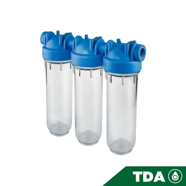 PORTAFILTRO TRIO TRASPARENTE DP 10 TRIO 1/4" NPT IN TS