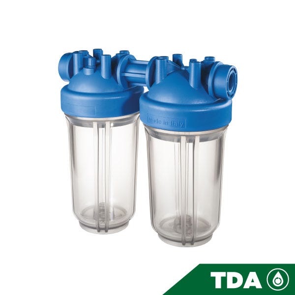 PORTAFILTRO DOBLE TRASPARENTE DP BIG 10 DUO 1" NPT IN TS