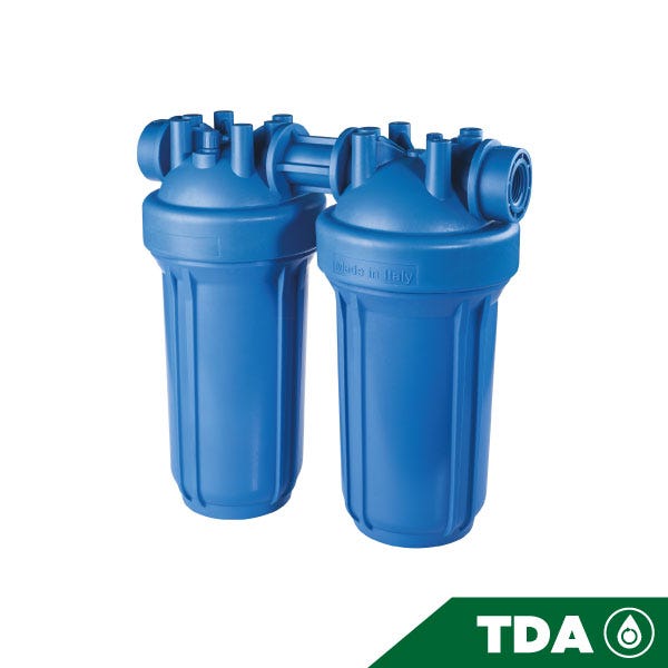 PORTAFILTRO DOBLE AZUL DP BIG 10 DUO 1" NPT IN AB