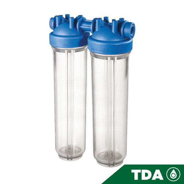 PORTAFILTRO DOBLE TRANSPARENTE DP BIG 20 DUO - 1¿1/2 NPT IN TS